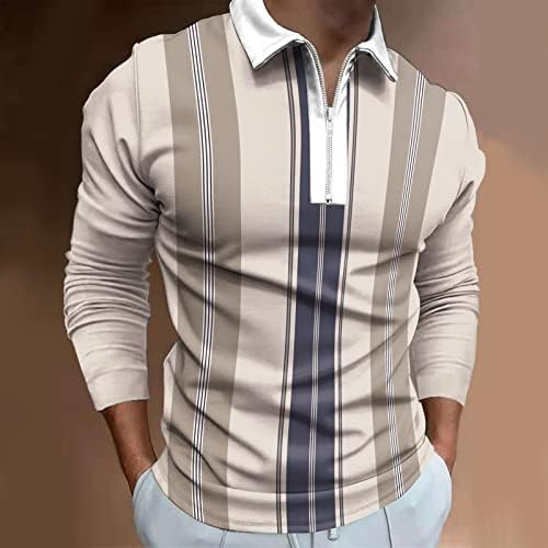 XXBR машки патент Поло кошули, 2022 Нови мажи кошула со долги ракави шарени лепенка за голф, пад на вратот, обични кошула, спортски костуми за