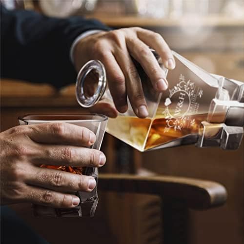 Мавертон Персонализиран Декантер За Виски за парови - Елегантен Диспензер За Пијалоци со гравирање-модел На Коцки Мраз-Стилски барови