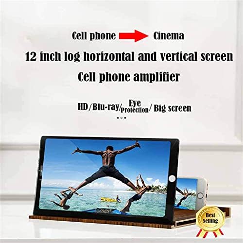 Uxzdx cujux 3x 4x 12 инчи дрво жито хоризонтален и вертикален екран со двојна намена за мобилни телефони со зголемување