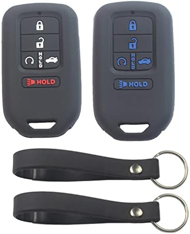KCPROS 2PCS гумен силиконски 5 копчиња паметен клуч за капаци на кожата на кожата без клуч без клуч со клуч за клучеви компатибилен