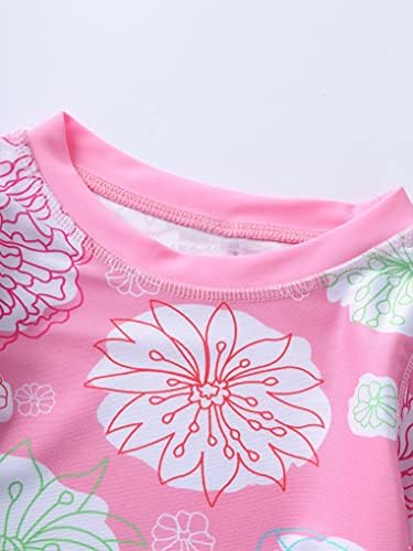 Hansber Baby Girls 2PCS Tankini Beach Cossuit Ruffles Floral Print Долг ракав култура со кратка облека за плажа розови 6-12 месеци