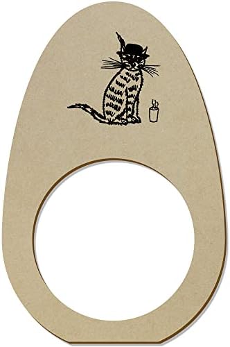 Азиеда 5 x „Кула мачка“ дрвени прстени/држачи на салфета
