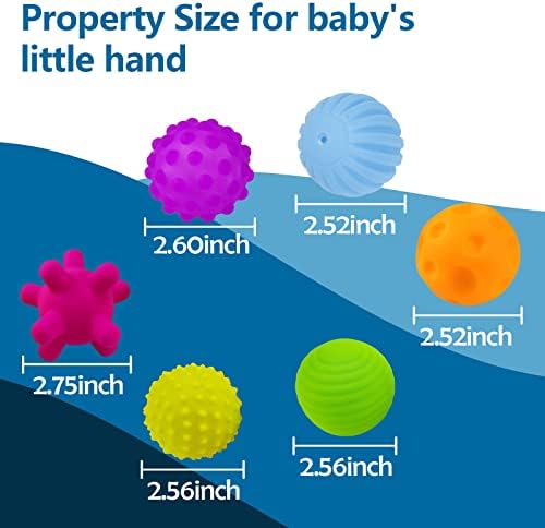 Образовни играчки на Рохсце за бебиња 6-12 месеци Поставете БПА бесплатно за мали деца, 12 парчиња меки топки Монтесори за бебиња за