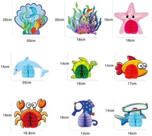 Astro Mints 16 парчиња морско животинско сано -саќе под забавата украси испорачува океански тематски морски суштества декорација
