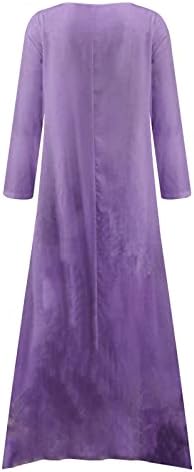 Fireero Maxi фустан за жени плус големина летни гроздобер фустани обични лабави слоеви Неправилен фустан од кафтан со џебови со џебови
