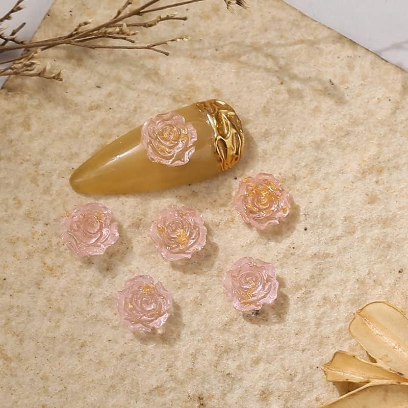 Уметнички уметности за нокти злато фолија Камелија мала роза лето пукна стерео флорет 7 -колор цвет 3Д дизајн -