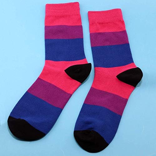 Jxgzso 2 пара Бисексуални чорапи Бисексуално знаме на гордоста Би БИ гордост облека ЛГБТК чорапи Квир гордост облека Бисексуален подарок