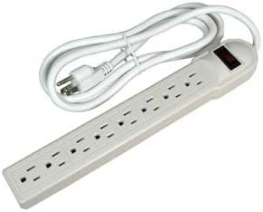 6ft 8-Outlet Surge Protector 14awg/3, 15A, 90J Suppresor, UL/CUL наведен, бел, 5 пакет