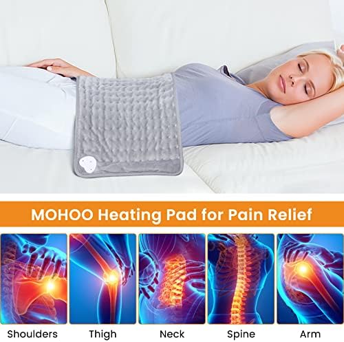 Електрична подлога за греење Мохо за олеснување на болката во грбот, голема топлинска подлога за вратот и рамената, 6 температурно