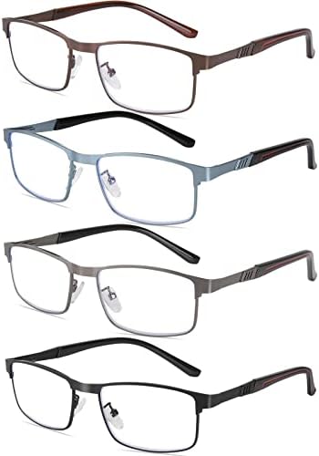 Вајмелтој 4-Пакет Очила За Читање Со Блокирање На Сина Светлина, Стилски Метални Читачи На Компјутери Со Целосна Рамка, МАШКИ И Женски Филтер