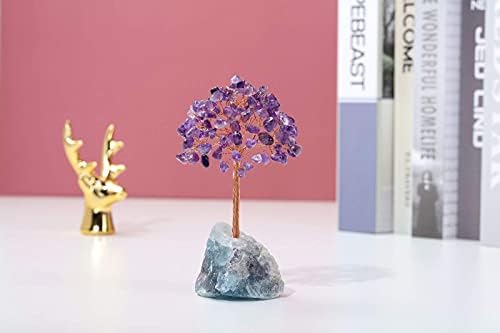 Манифо аметистично кристално дрво заздравување кристали Гемсстопи Фенг Шуи дрво фигурини пакет со 7 чакра кристални соништа со соништа