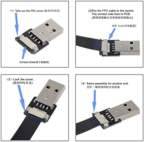 CABLECC Под Агол USB 2.0 Тип-Машки До Микро USB 5pin Машки Податоци Рамен Тенок FPC Кабел за FPV &засилувач; Диск &засилувач; Телефон 200cm