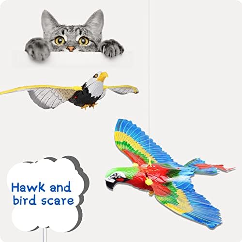 Донгжур Симулација Птица Интерактивна Мачка Играчка За Внатрешни Мачки, Автоматски Виси Орел Летање Птица Смешни Мачка Интерактивна