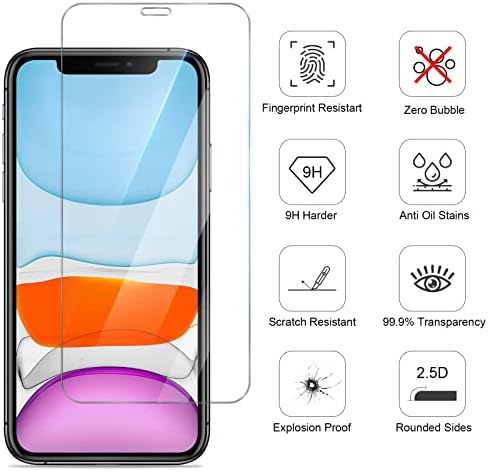 Џијун 3 Пакет Заштитник На Екранот за iPhone 11 И IPHONE XR Калено Стакло [Лесна Инсталација] [Отпорна НА Гребење] [9h Цврстина] [Без