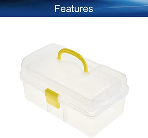 Heyiarbeit кутија за алатки ABS алатки со послужавник и организатори вклучува отстранливи слоеви црна 8,9 x 5.1 x 4,5 жолти 1 персонални