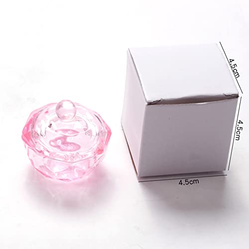 2 парчиња розово кристално стакло стаклена уметност, атрактен сад за нокти Арт Акрилна течна прав Кристал чаша сад за садови