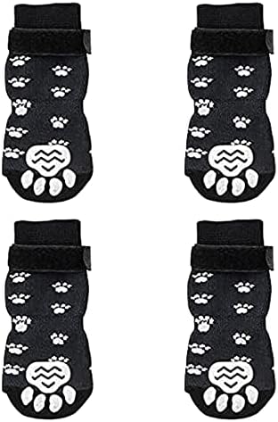 Внатрешни не -лизгачки чорапи за кучиња мека прилагодлива заштита или употреба на затворено на подови од дрвени предмети 4 парчиња