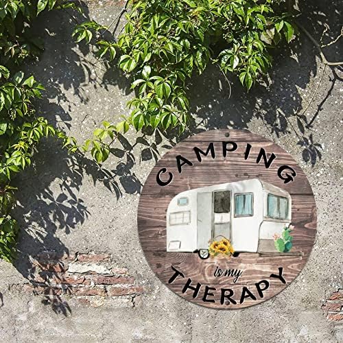 Кампувањето е моја терапија метални знаци Фарма куќа Рустикален кампување знаци Гроздобер знак за декор на кампер за приколки за патувања