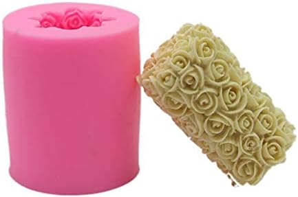 Цилиндар розово цвеќе од силиконски свеќа за рачно изработен сапун, бања бомба, лосионска лента, креда, восок, полимерна глина