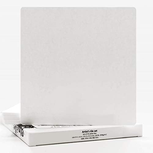 Комплет плочки на уметникот: Бела Дебела Хартија од 210 фунти, 17 пт, 6х6 инчи. Тешка Хартија За заплеткување, Обрасци, Сликање