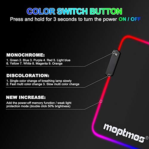 RGB гејминг глушец подлога аниме змеј мунтепад мат LED со 15 режими на осветлување за компјутер 31,5 x 12 инчи