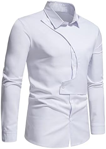 Долги ракави на маифу-гј, стилски кошули со долги ракави, тенок вклопување, приврзано копче надолу кошули, вртено јака, фустан