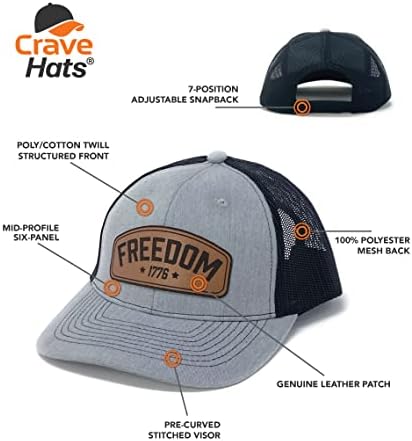 Crave Chats Freedom 1776 Hat, 1776 Trucker Hat, капа за камиони во САД, капа за камиони на Америка