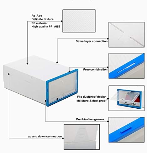 ZRSJ водоотпорен 6 стабилни про transparentирни пластични кутии за чевли, кутии за складирање на домови, фиоки за кутии за складирање во