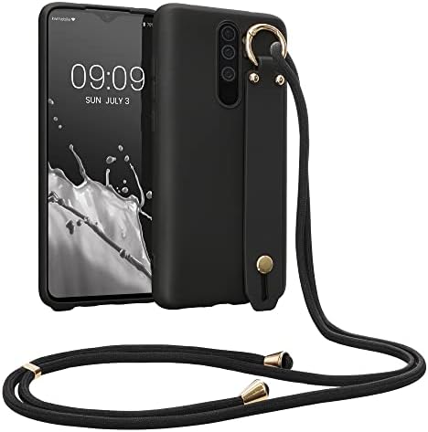 KWMobile Case компатибилен со Xiaomi Redmi Note 8 Pro - Мека телефонска покривка на TPU со држач за ленти за рака и лента - црна