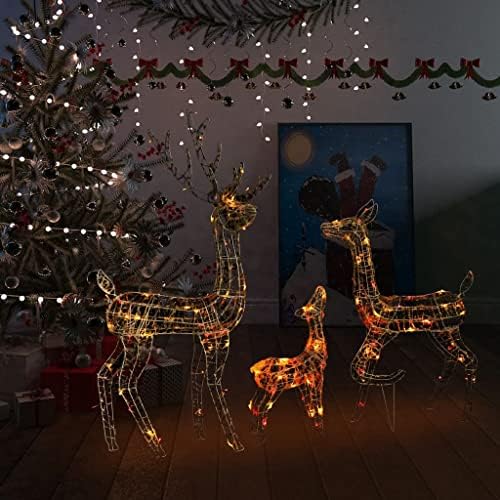 Акрилна ирваси Семејство Божиќна декорација 300 LED Божиќна светлина Божиќна декорација животно осветлување за просторија забава