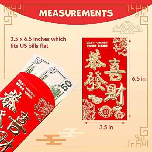 Кинески Новогодишни Црвени Пликови-Кинески Црвени Пакети Со Броење 25, Хонг Бао Со Дизајн На Златна Фолија, Пликови За Пари За Подароци,
