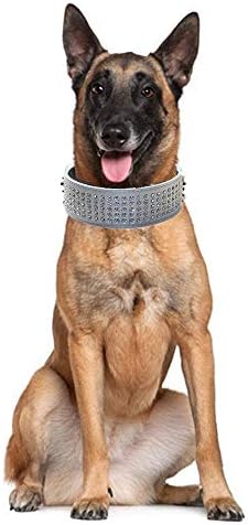 Пимадог ригистонс јаки од кучиња од 5 см ширина PU кожа целосна искра кристална дијаманти зачудувачки пенливи елегантни фенси
