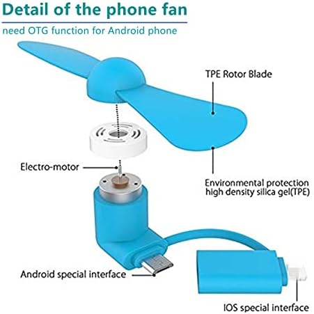 Mini 2-во-1 мобилен вентилатор за iPhone и Micro USB порта Android мобилни телефони-личен мал преносен приклучок за вентилатор за џеб во мобилен телефон iPad за летни патувања на от