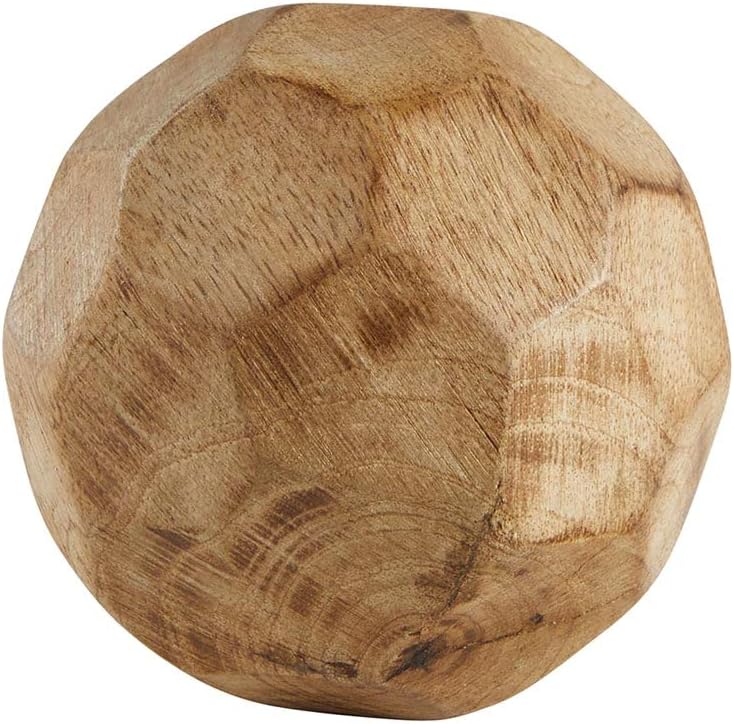 47 -та и главна врежана дрво Декоративна топчеста чинија за полнење домашен декор за маса, 3,5 дија, природно