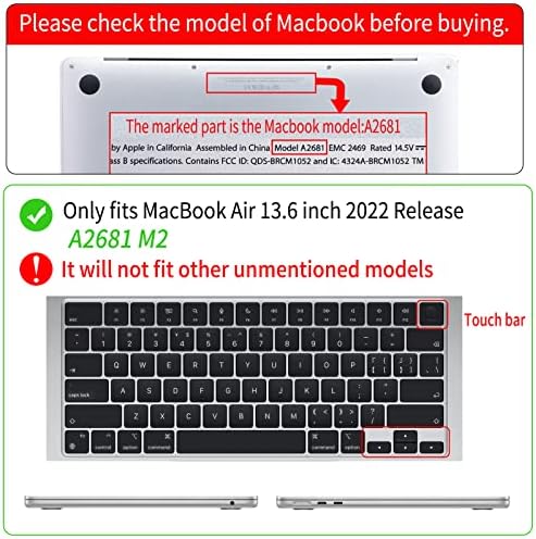 Seorsok Компатибилен Со Новиот Macbook Air 13,6 инчен Случај Со M2 Chip 2022 Модел На Ослободување A2681, Пластична Покривка од Тврда Обвивка
