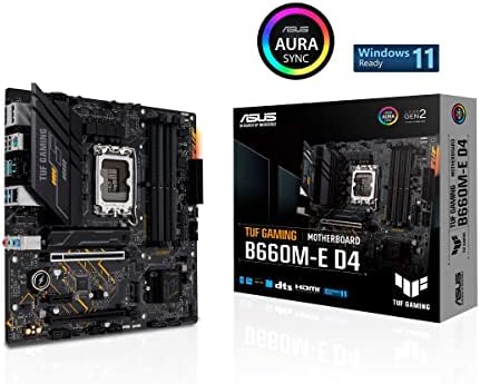Asus TUF Gaming B660M-E D4 Intel LGA 1700 Matx Матична плоча DDR4 PCIE4.0, 2xpcie 4.0 M.2, 2,5 GB Ethernet, DP HDMI USB-C, Aura Sync