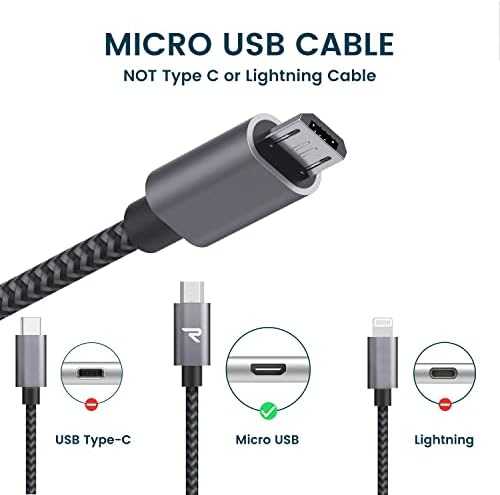 Микро USB Кабел, [2 Пакет/3.3 ft], RAMPOW QC 3.0 Брзо Полнење &засилувач; Синхронизација Андроид Полнач, Плетенка Најлон Микро USB