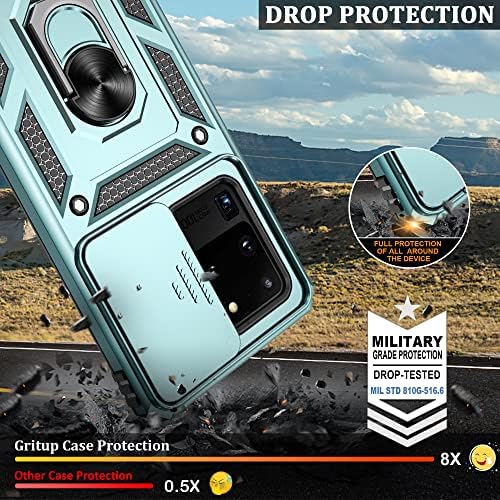 Gritup За Samsung Galaxy S20 Ултра Случај Со Капакот На Слајд Камерата, Се Изгради во 360° Ротирачки Прстен Kickstand [Воено Одделение]