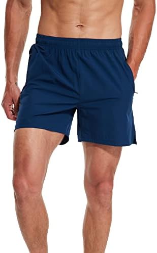Атлетски шорцеви за машка 5 “Атлетик за брзање салата за теретани со лесни спортски тениски шорцеви за пливање стебла плажа