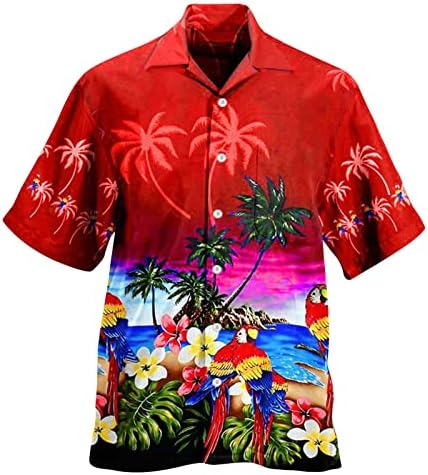2023 година Нова машка пролет/лето модна обична забава за печатење на папагали плажа лабава печатена кратка машка машка