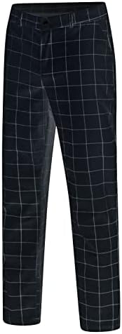 Zdoo Mens Casual Claid панталони слаби тенок фит фустан панталони рамни предни улични модни деловни панталони панталони со двојни панталони