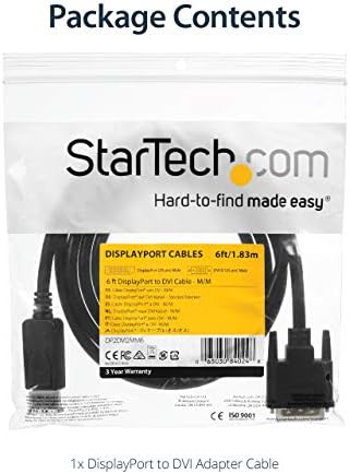 StarTech.com 6ft DisplayPort ДО DVI Кабел-1080p Видео-DisplayPort До Dvi Адаптер Кабел-DP Конвертор Единечна Врска-DP До DVI Монитор Кабел-Заклучување