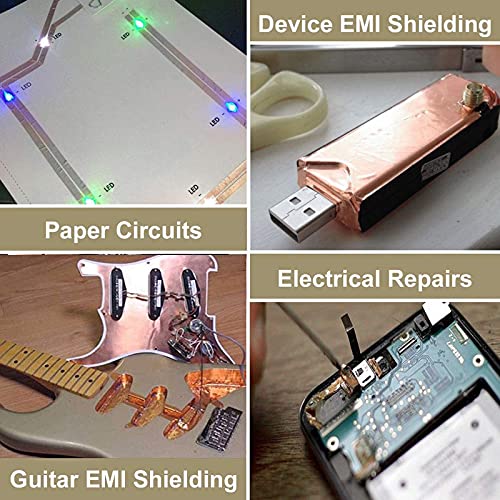 Малооо 2пакувајте 0,6 во € 66ft Двострана Проводна Лента Од Бакарна Фолија со Лепило за Заштита Од ГИТАРА И ЕМИ, Занаети, Електрични
