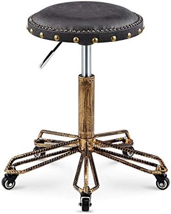 Столче за биро со тркала ， столче за третман на убавина со црно синтетичко кожено седиште ， прилагодлива висина 48-58 см ， Поддржана