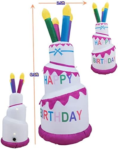 Среќен роденден торта надуени украси украси на отворено во дворот на забавата осветлени надуени за надувување за роденденски дува градинарски