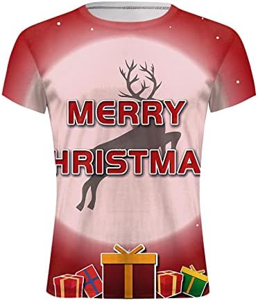 ZDDO Божиќни маици за кратки ракави со кратки ракави, смешни Божиќни Дедо Мраз печати атлетски тренинг опремени графички врвови