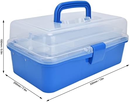 Пластична кутија за складирање преносен 3 слој за преклопување на рачни организатор на алатки со транспарентен капак, лесен за носење, може