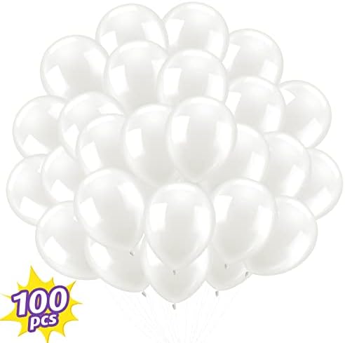 100 ПАРЧИЊА Бели Балони 12 Инчи Балони Со Врвен Квалитет На Латекс, Бел Балон За Роденденска Забава, Туш За Бебиња, Украси За Венчавки, Украси