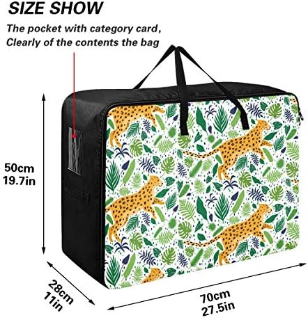 Н / А Торба За Складирање Облека Под Креветот За Ватенка-Леопарди Со Голем Капацитет Цвеќиња Тропски Организатори Торба Со Патенти