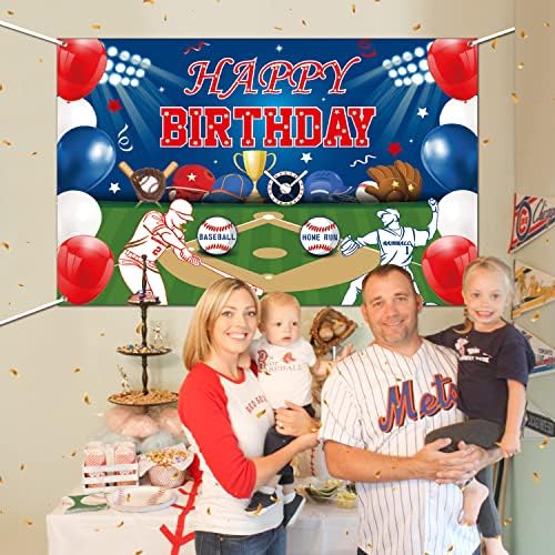 Бејзбол Забава Декорации-47 х 71 Бејзбол Среќен Роденден Банер Голема Бејзбол Позадина За Момчиња Деца Тинејџери Бејзбол Тема Роденден Материјали